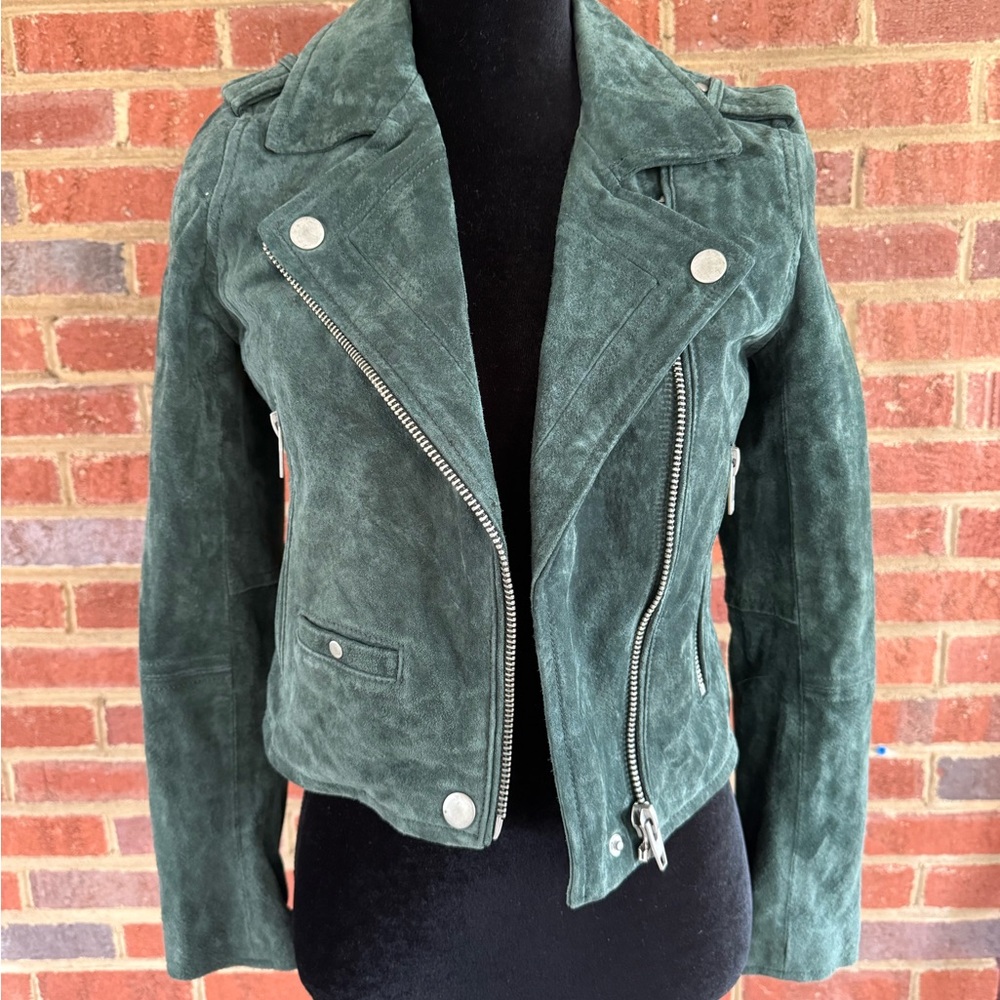 Sl8 Green Women's Leather Biker Jacket
